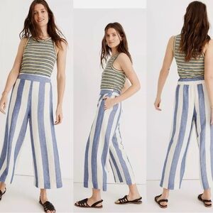EUC Madewell Huston Pull-On Crop Pants In Stripe Wide-Leg